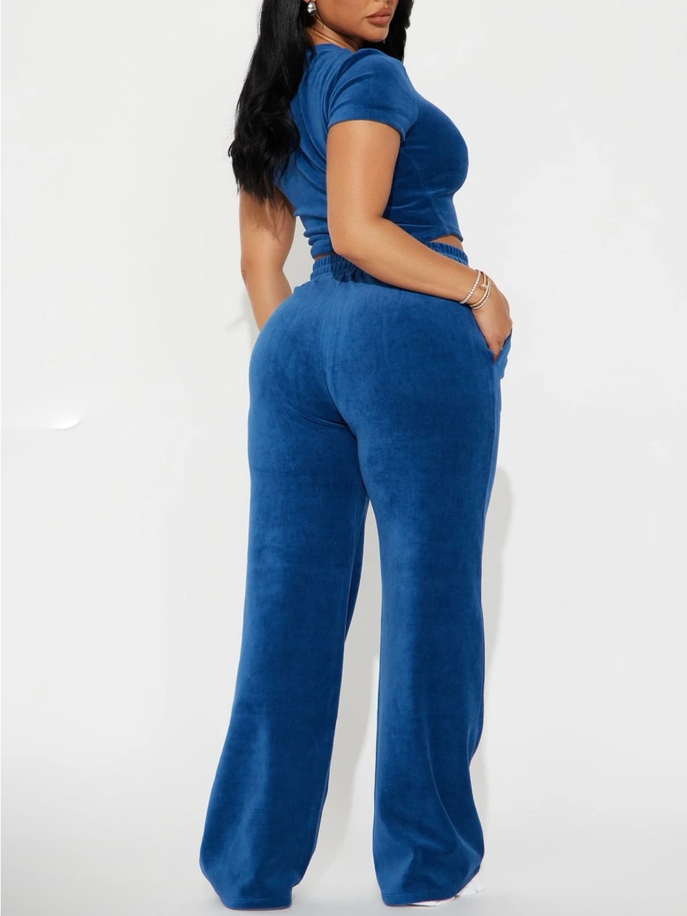 Fashion Nova OG Trendsetter Velour Baby Tee Set Size Large New - Picture 2 of 11